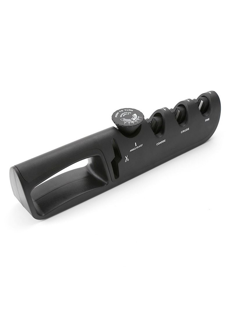 Knife Sharpener 4-in-1Knife Sharpener With Scissor Sharpener- 6 Steps Adjustable Knife Sharpener Professional Blade Star - Ergonomic Knife Sharpening - Black  - Image 1