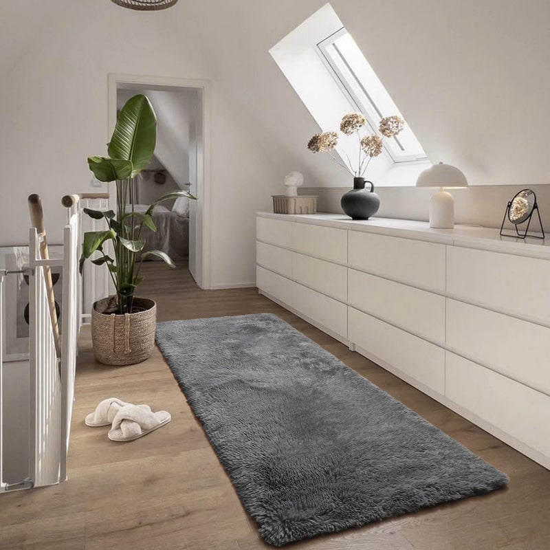 ONASAR 2x6 Grey Runner Rugs for Bedroom Living Room, Fluffy Bedside Hallway Throw Area Rug, Gray Ultra Soft Plush Furry Floor Carpet Mat for Nursery Kids Dorm Closet Home Decor Aesthetic - Image 3