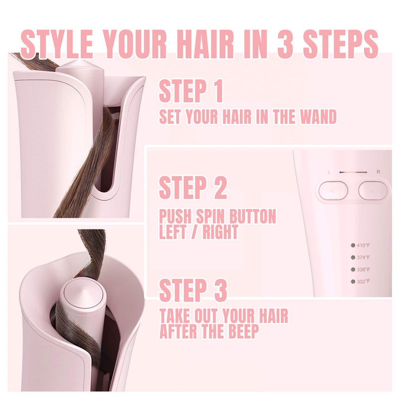 Lena Auto Hair Curler Automatic Curling Iron • Ionic Curling Wand Self Rotating Curler • Best for Long & Medium-Length Hair - Image 3