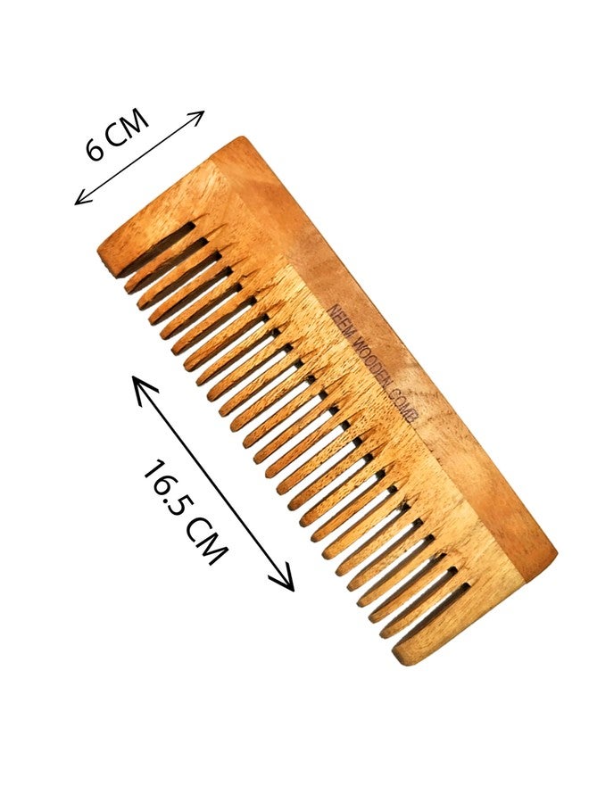 BlackLaoban Handmade Wooden Combs Big Size Kacchi Neem Wood Comb Set - Neem Comb Combo For Men & Women Hair Growth - Pack of 2 - Anti Dandruff, Detangling Hair Fall Control Kanghi Wide Tooth & Large Tooth - Image 4
