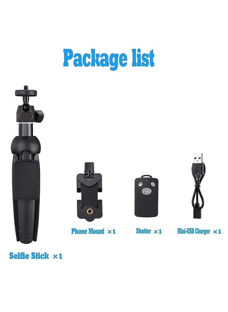 Selfie Stick For Phone Size 4 5-6 2Inch Extendable Selfie Stick Tripod With Bluetooth Wireless Remote Phone Holder (YT9928 Black)