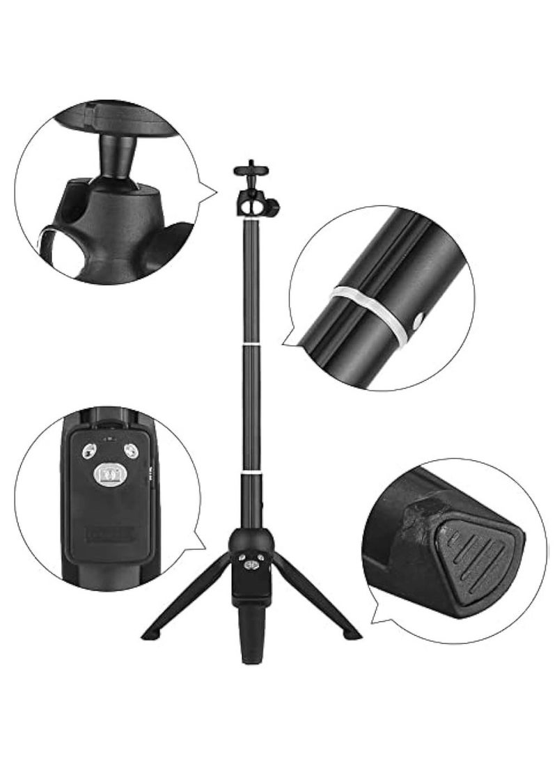 Selfie Stick For Phone Size 4 5-6 2Inch Extendable Selfie Stick Tripod With Bluetooth Wireless Remote Phone Holder (YT9928 Black)