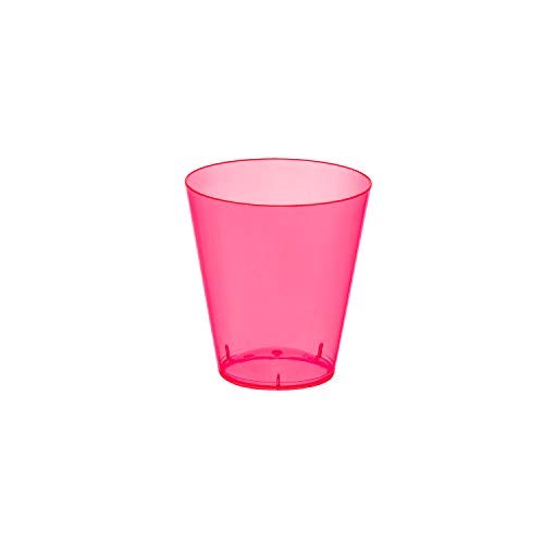 Party Essentials Hard Plastic 2-Ounce Shot/Shooter Glasses, Neon Pink, 50 Count - Image 1