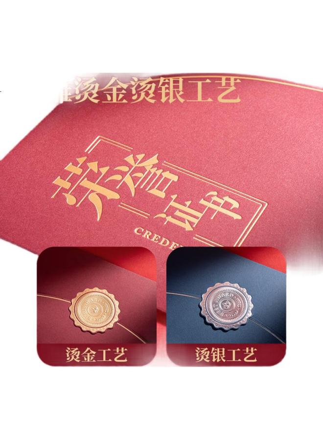 Deli Tri-Fold Red Honor Certificate Cover, Award Paper A4, Printable Document Holder, Diploma Cover, Graduation Certificate, Outstanding Employee Award, Reward Certificate With Inner Pages Br122 - Image 3