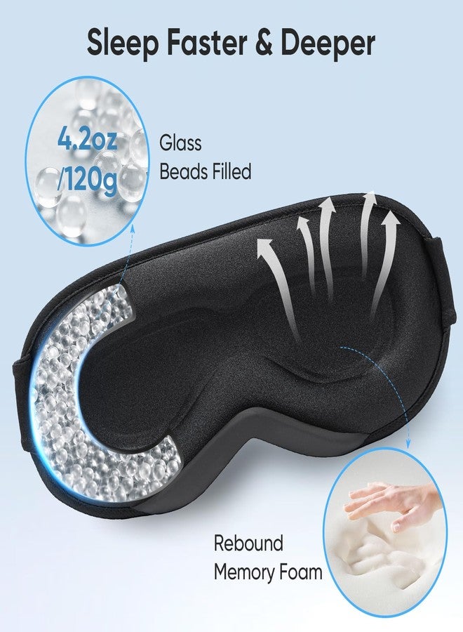 Azang Weighted Eye Mask for Sleeping - Sleep Mask for Women & Men, 3D Contoured Blackout Sleeping Mask for Lash Extensions, Zero Pressure Soft Eye Cover with Adjustable Strap for Travel, Black - Image 4
