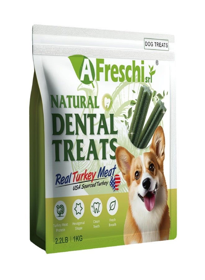 A Freschi srl All Natural Dog Chews, USA-Sourced Trukey, Hypoallergenic, Long-Lasting Chew for Puppies and Adult Dogs, Grain-Free, Signature Series, Turkey Dental Sticks 2.2 lb - Image 1