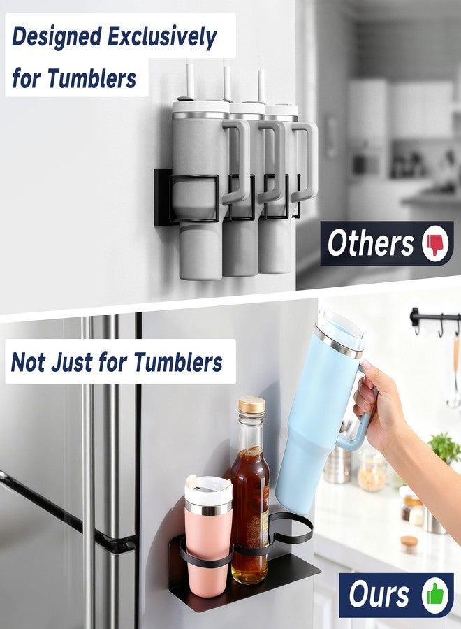 DELITON 2 Pack Magnetic Stanley Cup Holder - Water Bottle Organizer for Stanley 30&40 oz Tumbler & 1 Pack Magnet Paper Towel Holder Without Drilling, Black Kitchen Storage Rack - Image 3
