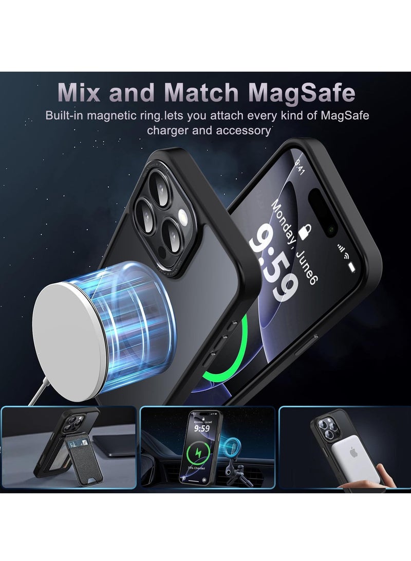 Concretization iPhone 16 Pro MagSafe Case Magnetic Back Cover,【Full Shockproof Protection】Translucent Matte Back, Slim Phone Cover with Strong Magnet for Apple 16 Pro (2024)(Black) - Image 2