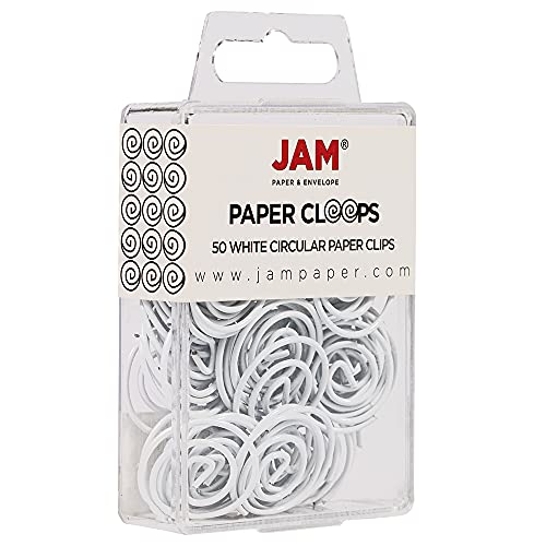 JAM PAPER Circular Paper Clips - Round Paperclips - White - 50/Pack - Image 2