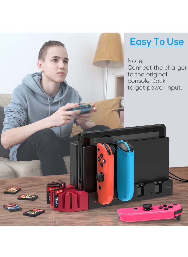 KASTWAVE Charging Dock for Nintendo Switch Joy-Con Controller, Fast Charging Dock with 9 Game Card Storage Slots, Powered by the original for Nintendo Switch dock, for Nintendo Switch Joycon (Black) - Image 5