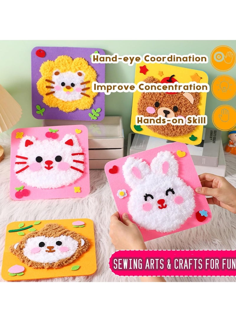 9 Pack DIY Embroidery Doll Set, Animal Sewing Craft Kit for Kids,Cartoon Animal Felt Embroidery Stitching with Stickers Felt Sewing Crafts Projects DIY Arts & Crafts - Image 2