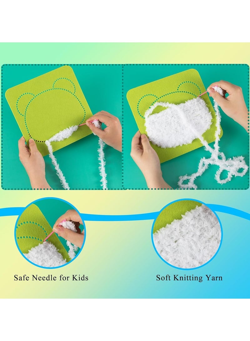 9 Pack DIY Embroidery Doll Set, Animal Sewing Craft Kit for Kids,Cartoon Animal Felt Embroidery Stitching with Stickers Felt Sewing Crafts Projects DIY Arts & Crafts - Image 3