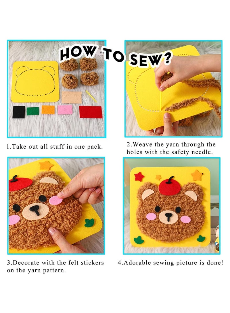 9 Pack DIY Embroidery Doll Set, Animal Sewing Craft Kit for Kids,Cartoon Animal Felt Embroidery Stitching with Stickers Felt Sewing Crafts Projects DIY Arts & Crafts - Image 4