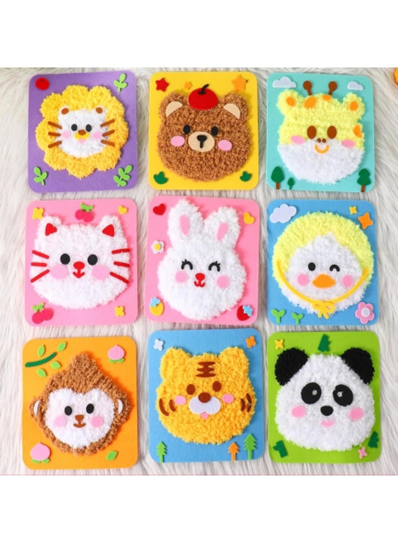9 Pack DIY Embroidery Doll Set, Animal Sewing Craft Kit for Kids,Cartoon Animal Felt Embroidery Stitching with Stickers Felt Sewing Crafts Projects DIY Arts & Crafts - Image 1