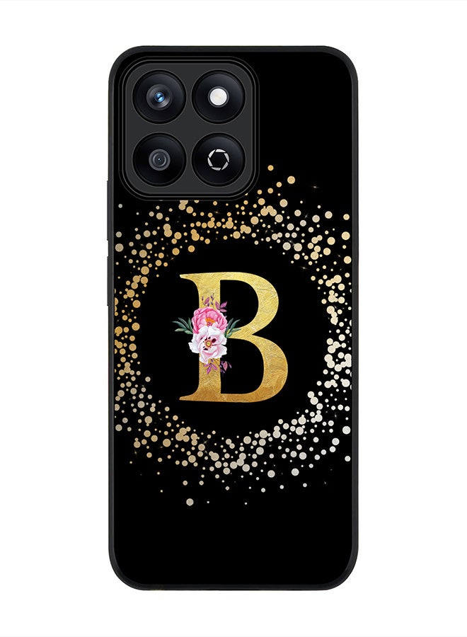 Stylizedd For Honor X7c 4G Case,Slim fit Camera Protection, Shockproof Thin Phone cover  - Custom Monogram Floral - B ( Black ) - Image 1