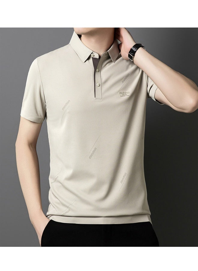 Uji Ice Silk Short Sleeve Polo Shirt Men's Casual Turn Collar Breathable Solid Color Summer  Comfortable - Image 3