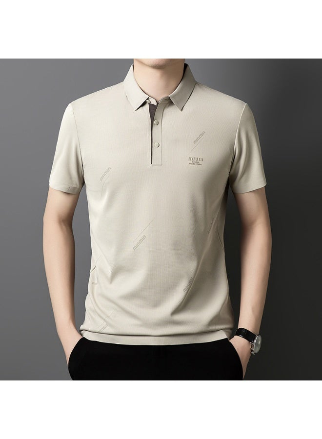Uji Ice Silk Short Sleeve Polo Shirt Men's Casual Turn Collar Breathable Solid Color Summer  Comfortable - Image 1