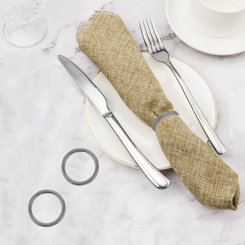 GERILKAI Grey Napkin Rings - 10 Pcs Stainless Steel Napkin Rings,Black Rotundity Metal Napkin Ring for Table Settings Wedding Christmas Party Dinner Table - Image 5