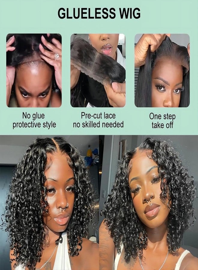 ISEE Wear and Go Glueless Wigs Human Hair Pre Plucked Deep Wave Bob Wig Human Hair Lace Front Wigs for Women Upgraded No Glue Pre Cut 6x4 Lace Closure Glueless Wigs for Black Women Human Hair 12 Inch - Image 4