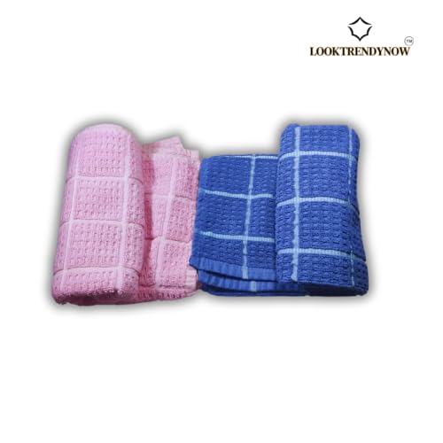 LookTrendyNow Super Soft Lint Free Quick Dry Gym Towel Combo Essence (Pink Dark Blue) |41X61 cms| Pack of 2 - Image 5