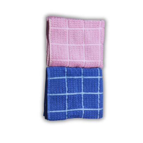 LookTrendyNow Super Soft Lint Free Quick Dry Gym Towel Combo Essence (Pink Dark Blue) |41X61 cms| Pack of 2 - Image 1