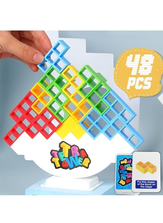 48 جهاز كمبيوتر برج توازن التراكم كتل لعبة، ألعاب لوحة للاعبين + ألعاب العائلة، الحفلات، السفر، الأطفال والكبار فريق بناء كتل لعبة - Image 1