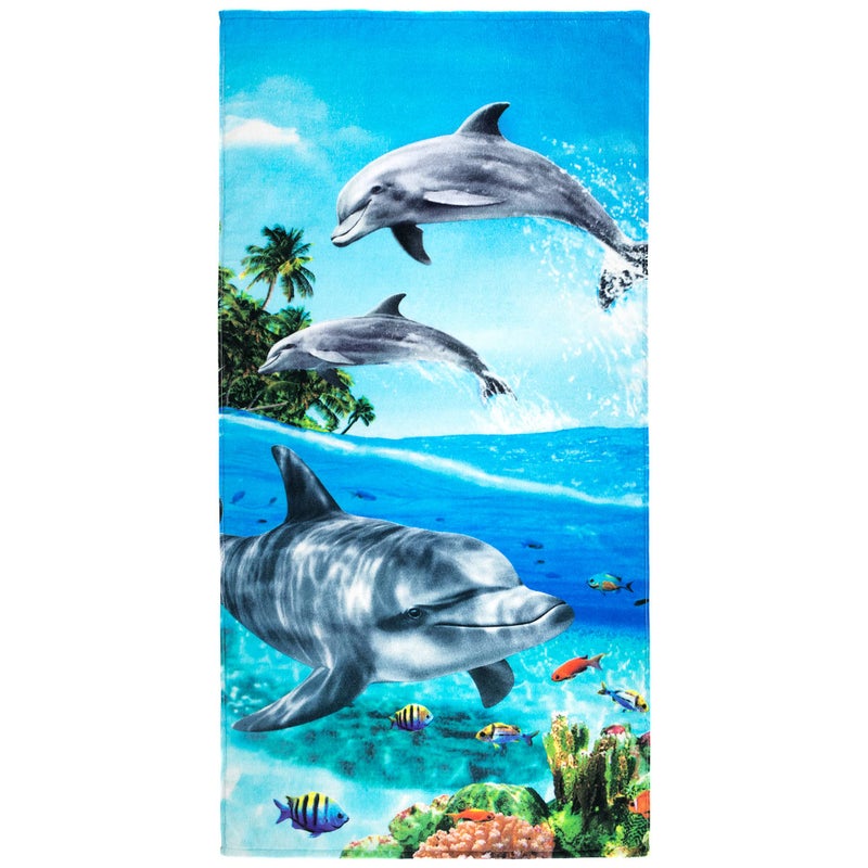 Beachland Paradise Dolphins Beach Towel 30 x 60 inch 100 Cotton  Bottlenose Dolphin Underwater 30 x 60 Paradise Dolphins