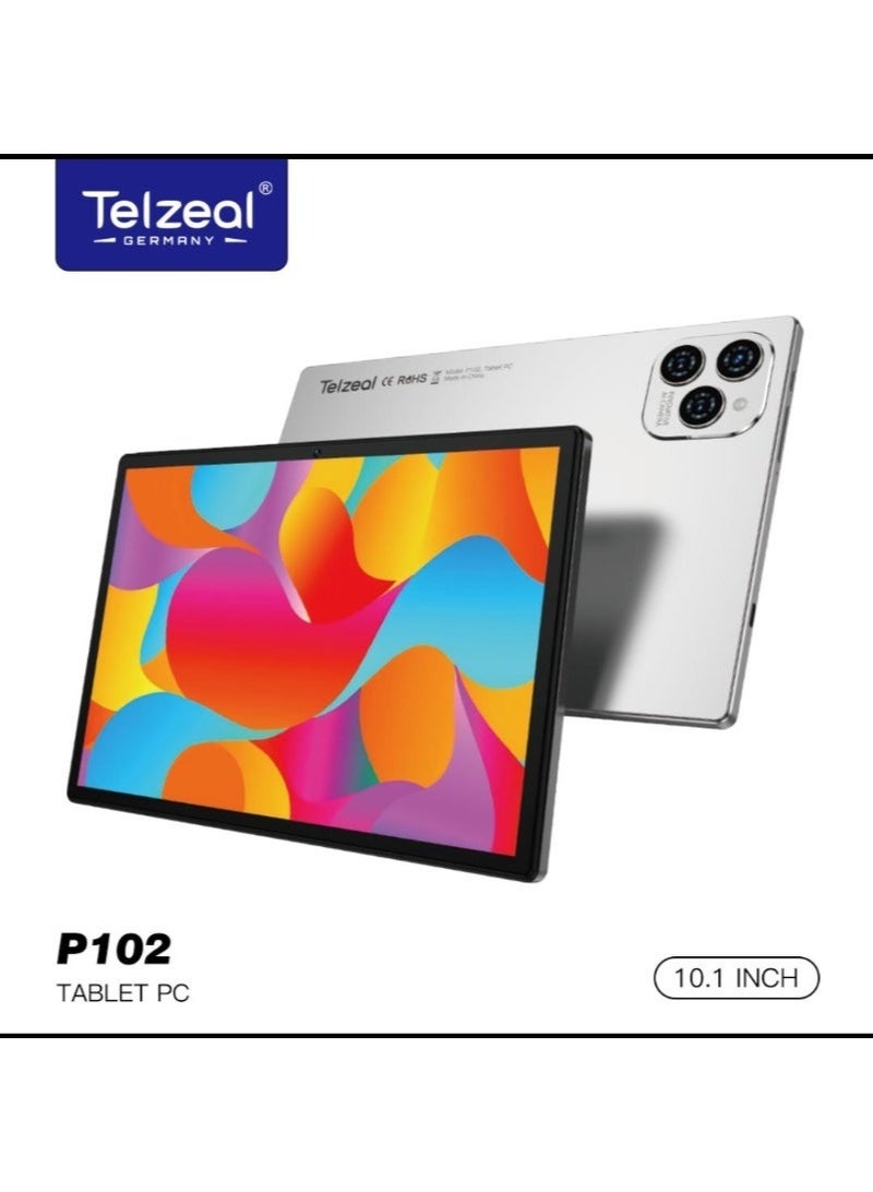 Telzeal P102 10.1-Inch Android 13 Tablet with 8GB RAM & 512GB Storage, 5G WiFi & Dual SIM 4G LTE, 10000mAh Battery, Wireless Keyboard & Mouse, Slim High-Performance Gold Design - Image 1