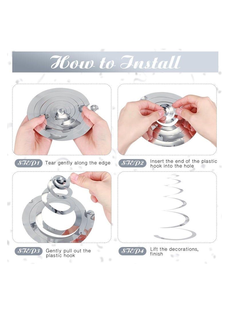 Zikra Party Swirl Decorations, 30Pcs Foil Swirl Hanging Decoration Plastic Streamer for Ceiling, Whirls Decorations for Birthday Wedding Anniversary Party Decorations, Metallic Hanging Swirl 22" - Image 4