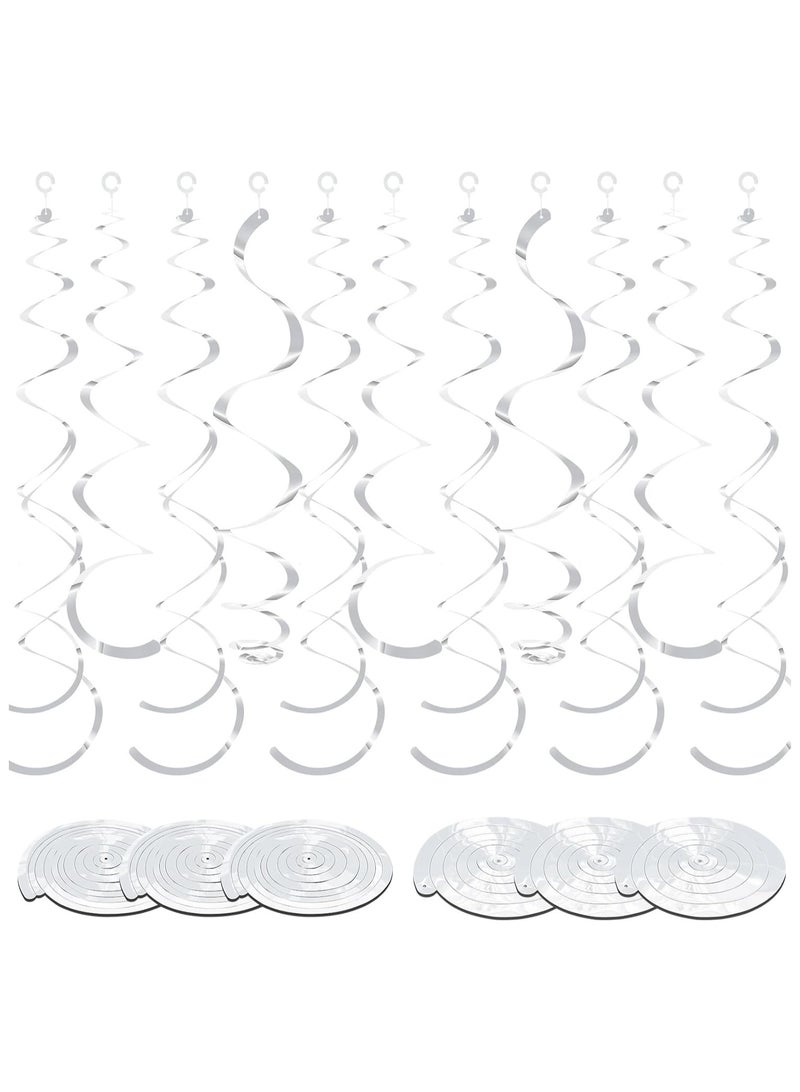 Zikra Party Swirl Decorations, 30Pcs Foil Swirl Hanging Decoration Plastic Streamer for Ceiling, Whirls Decorations for Birthday Wedding Anniversary Party Decorations, Metallic Hanging Swirl 22" - Image 1