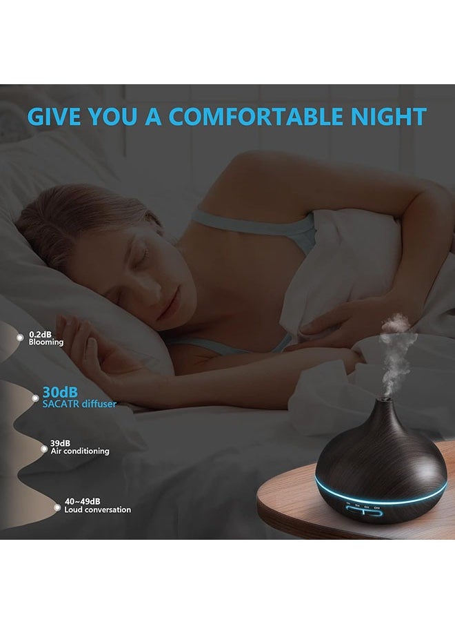 Hihonor - 550ML Diffusers for Essential Oils, Large Office Essential Oils Aromatherapy Diffuser with Ambient Light & 3 Timer, waterless auto Off Cool Mist humidifier Vaporizers for Bedroom Kids - Image 1
