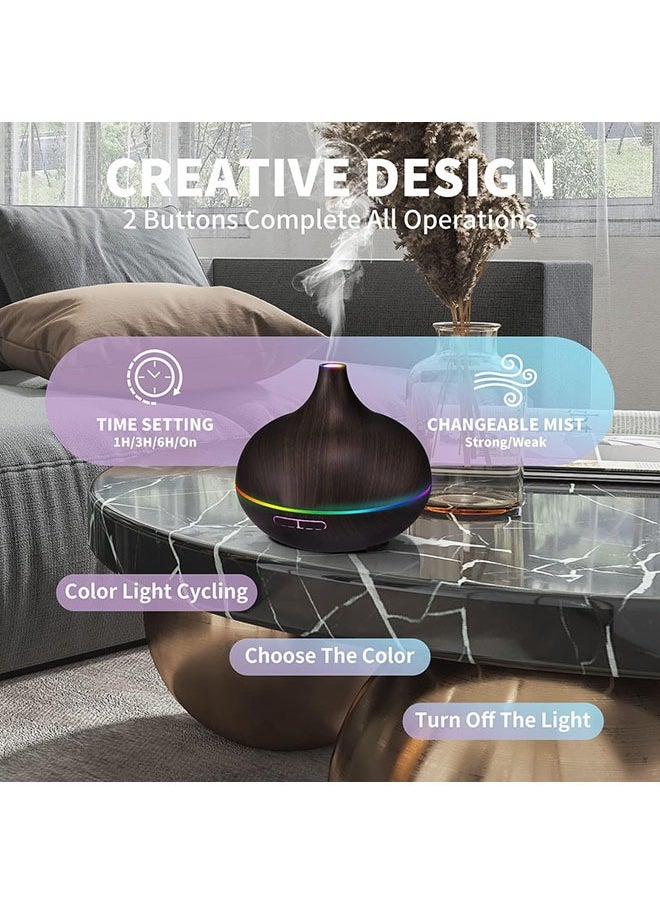 Hihonor - 550ML Diffusers for Essential Oils, Large Office Essential Oils Aromatherapy Diffuser with Ambient Light & 3 Timer, waterless auto Off Cool Mist humidifier Vaporizers for Bedroom Kids - Image 1