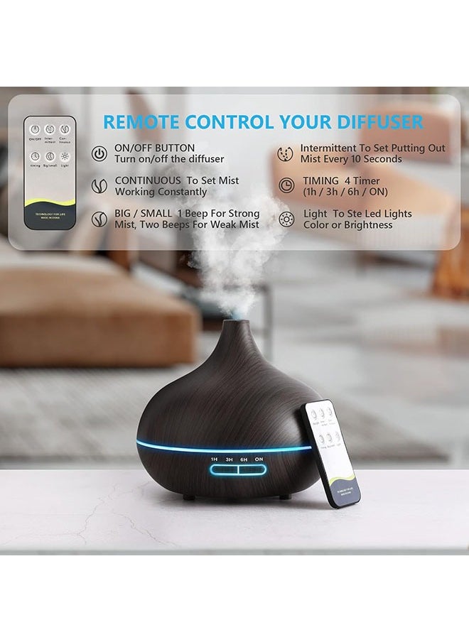 Hihonor - 550ML Diffusers for Essential Oils, Large Office Essential Oils Aromatherapy Diffuser with Ambient Light & 3 Timer, waterless auto Off Cool Mist humidifier Vaporizers for Bedroom Kids - Image 1
