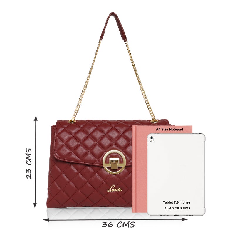 Lavie Quilt Eden Women's Flap Satchel (Wine) - Image 5