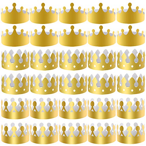 SIQUK 27 Pieces Golden Paper Crown Party Gold Crowns Hats King Crowns for Party and Celebration - Image 1