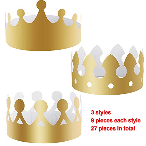SIQUK 27 Pieces Golden Paper Crown Party Gold Crowns Hats King Crowns for Party and Celebration - Image 2