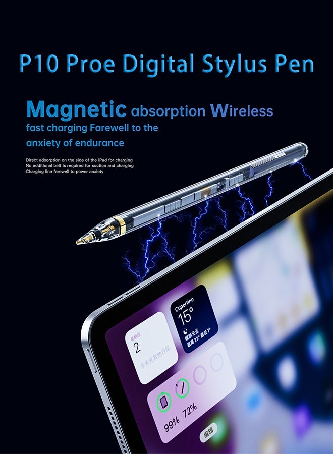 Transparent Magnetic Digital Stylus Pen Compatible with iPad Pro 11 inch, iPad Pro 12.9 Inch, iPad Air 4/5, iPad Mini 6, Magnetic Wireless Charging  - Image 2