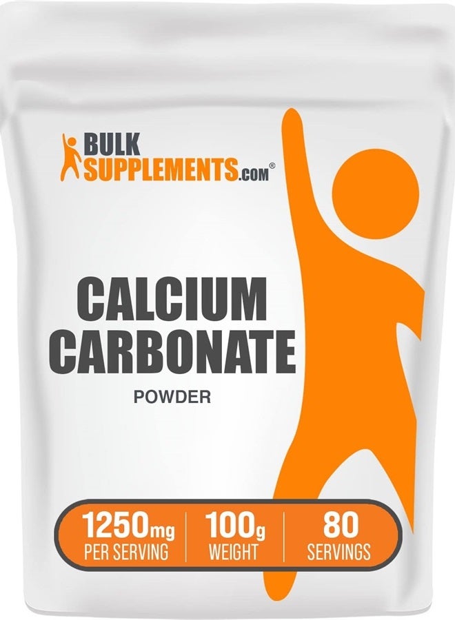 BulkSupplements .com Calcium Carbonate Powder - Calcium 500mg - Calcium Supplement - Vegan Calcium - Calcium Carbonate Food Grade - Calcium Powder - 1250mg per Serving (100 Grams - 3.5 oz) - Image 1
