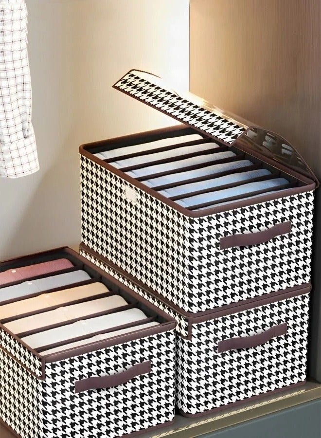 MIXDE 3-Piece Foldable Cloth Storage Box,Foldable Closet Drawer Storage Box With Transparent Cover,Drawer Organizers for Clothing,Jeans,T-Shirt  - Image 1