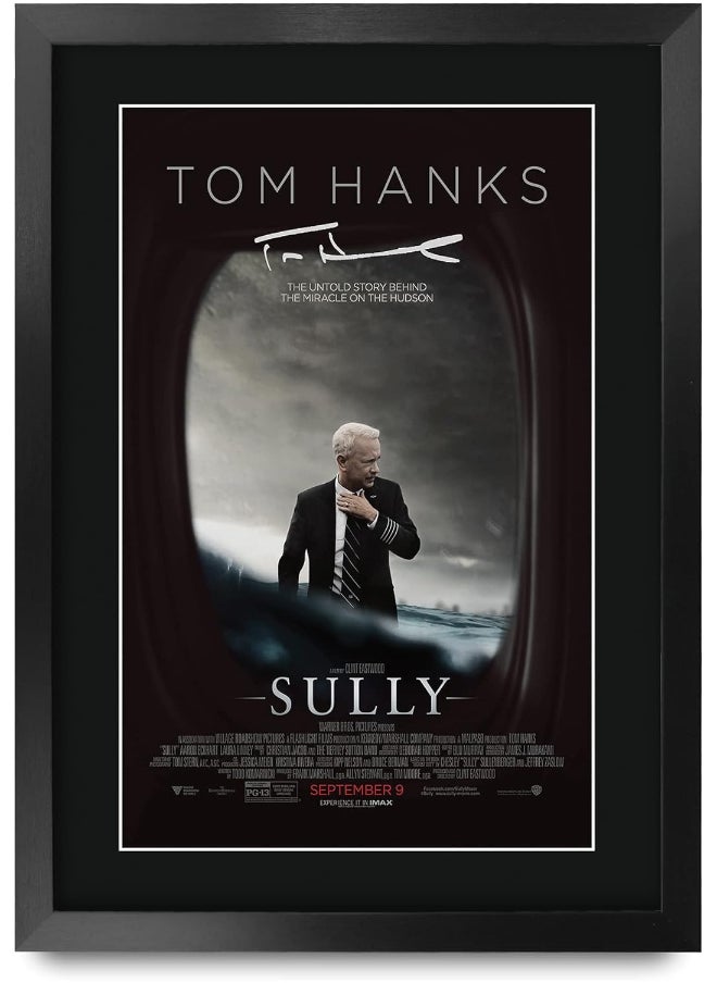 HWC Trading HWC Trading Sully Movie Poster Tom Hanks Signed 16 x 12 inch Framed Gift Printed Autograph Film Print Photo Picture Display - 16" x 12" Framed  - Image 1