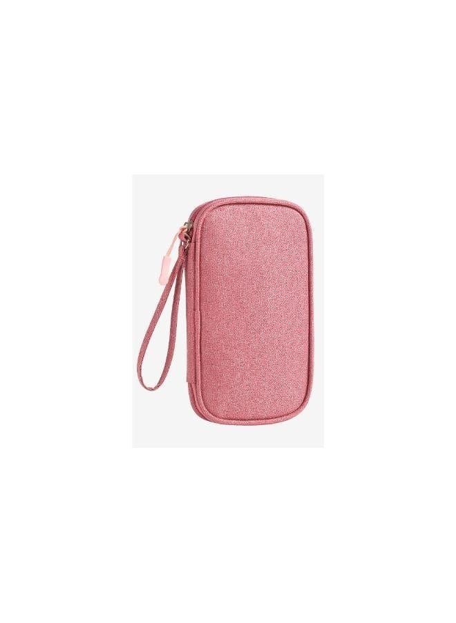 2-In-1 Power Bank And Data Cable Storage Bag Double-layer data cable storage bag pink - Image 3