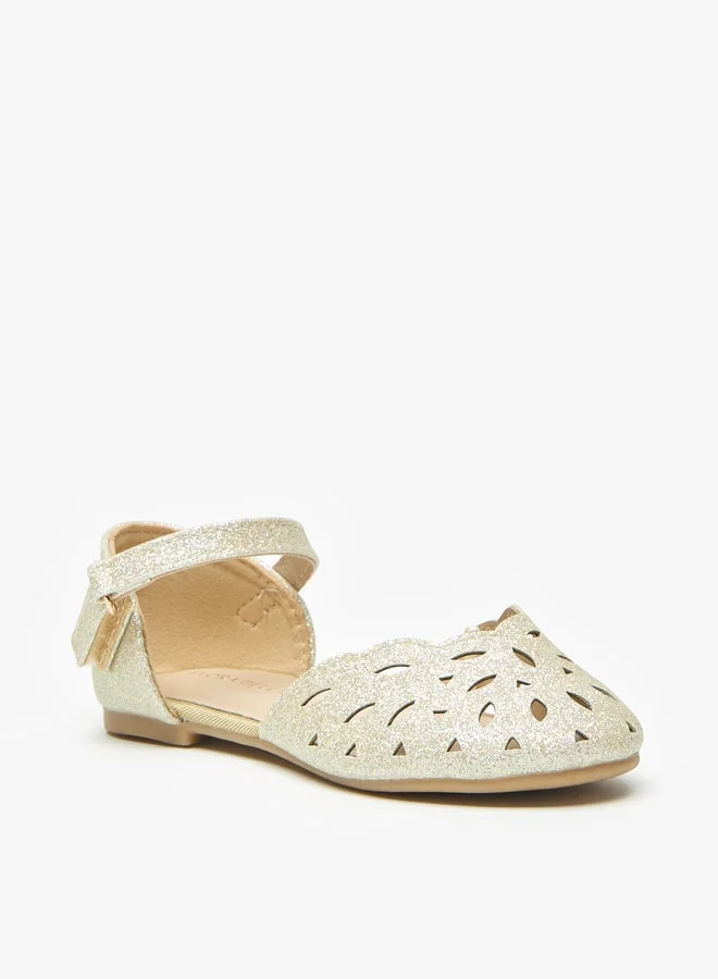 فلورا بيلا من شو إكسبرس Girls Glittery Round Toe Ballerina Shoes with Hook and Loop Closure