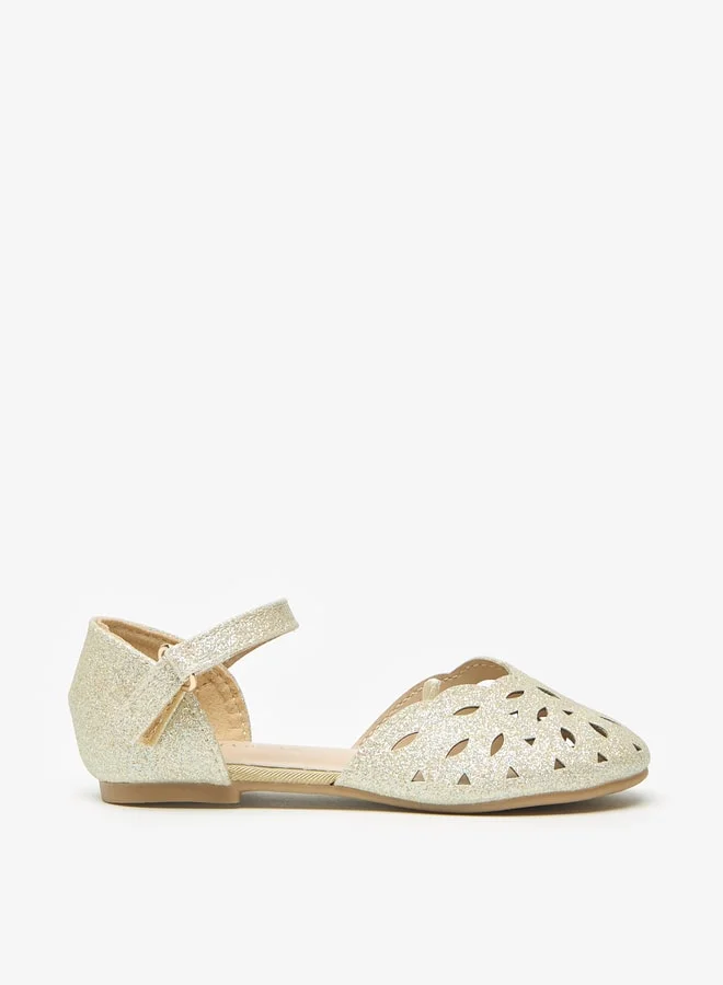 فلورا بيلا من شو إكسبرس Girls Glittery Round Toe Ballerina Shoes with Hook and Loop Closure
