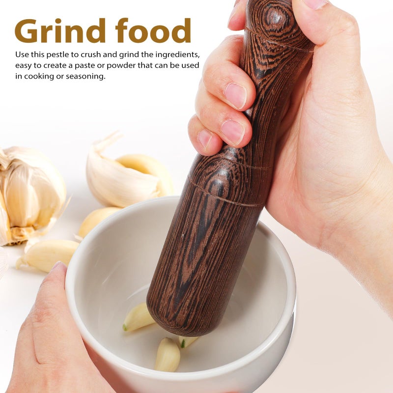 2Pcs Wooden Pestle and Mortar Set Manual Spice Grinder with Ergonomic Handle - Image 4