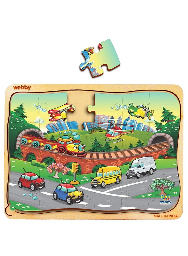 Webby Kids Funny Vehicles Wooden Jigsaw Puzzle, 24Pcs, Multicolor - Image 3