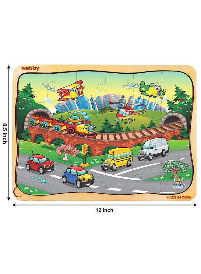 Webby Kids Funny Vehicles Wooden Jigsaw Puzzle, 24Pcs, Multicolor - Image 5
