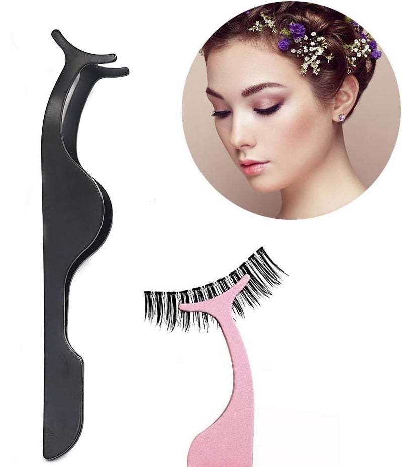 YiQiYi False Eyelash Tweezers for Lash Clusters 3PCS Professional Eyelashes Applicator Tool Stainless Steel Remover Clip Eyelashes Extension Tweezers Curved(Black, Champagne Purple,Assorted Color) - Image 2