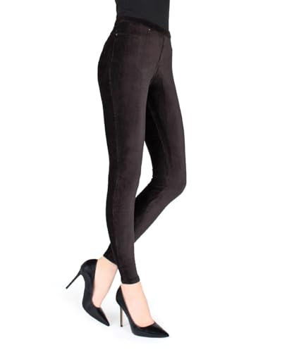 MeMoi Thin-Rib Slim-Cut Stretch Corduroy Leggings Black L-XL - Image 4