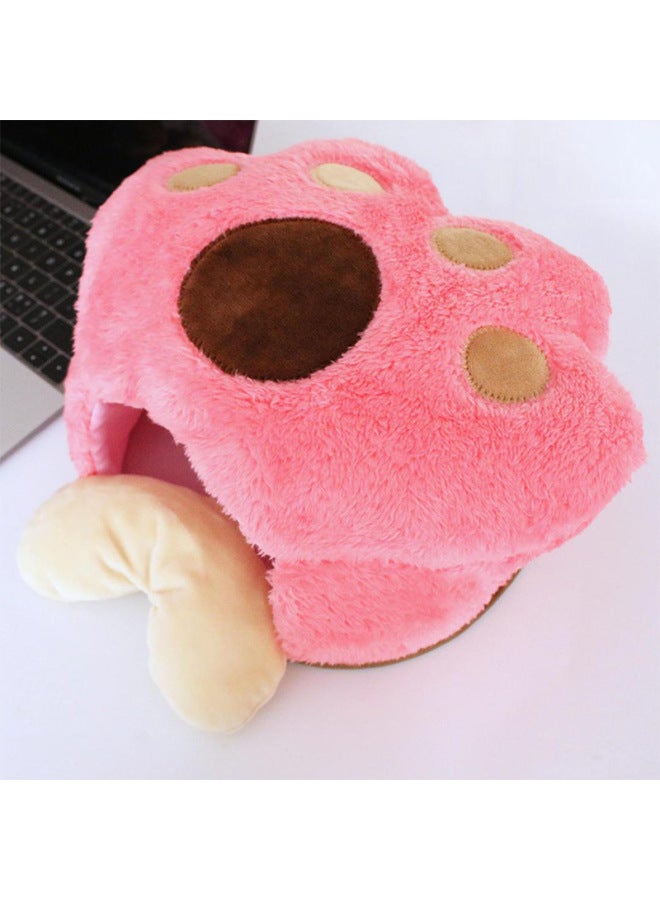 Winter Computer USB Heating Hand Warmer Heated Mouse Pad Cartoon Warm Mouse Pad Heated Hand Warmer Wrist Mouse-Color:Watermelon Red Bear Paw - One Body [plus A Switch Wire] - Image 1