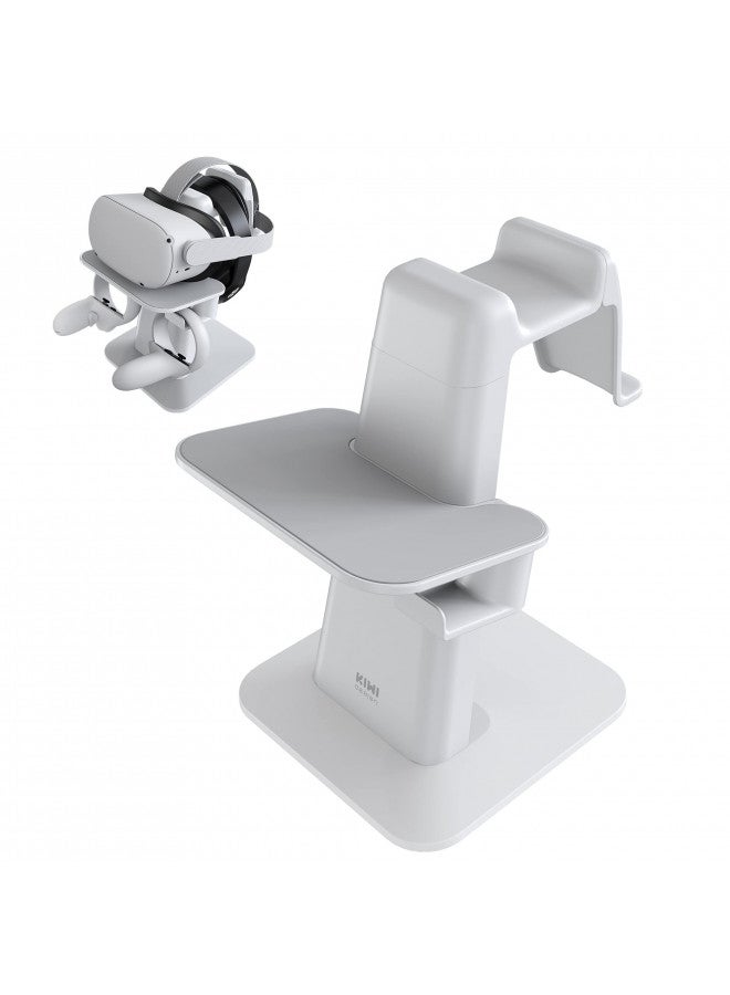 KIWI design KIWI design VR Stand Accessories Compatible with Quest 2/PSVR 2/Valve Index/HP Reverb G2/ Pico 4/Quest VR Headset and Touch ControllersNot Compatible with Quest 3Gray-White - Image 1